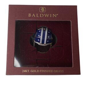 Baldwin 24Kt Gold Finished Brass 3D Football Helmet Sport Ornament Christmas